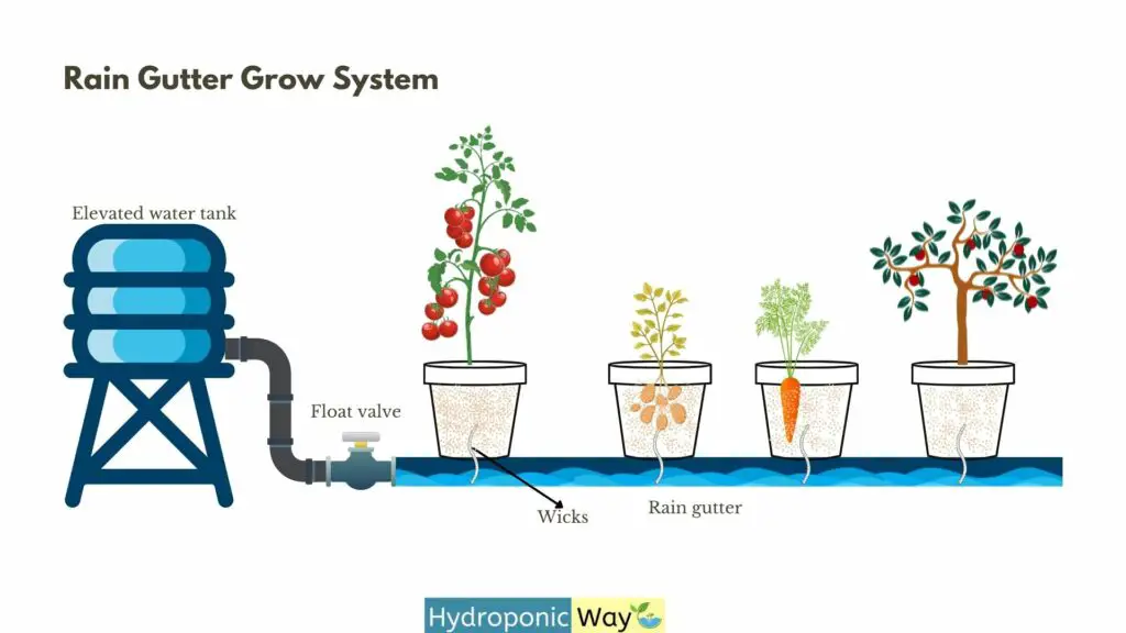 Rain gutter grow system