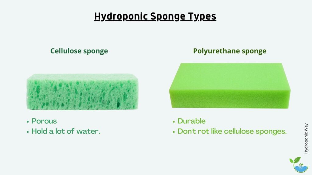 Hydroponic grow sponge types