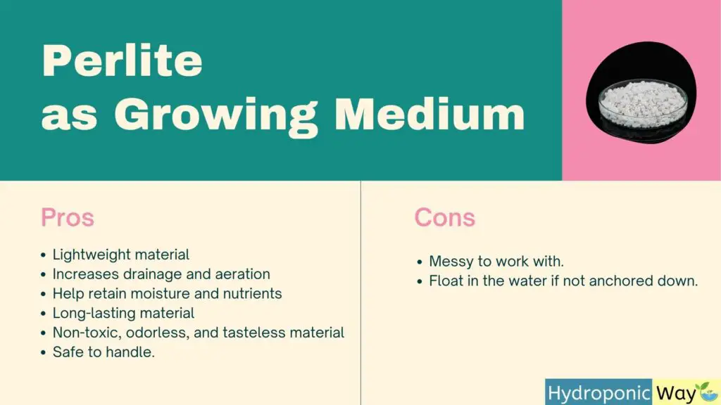 What are pros and cons of perlite as growing medium